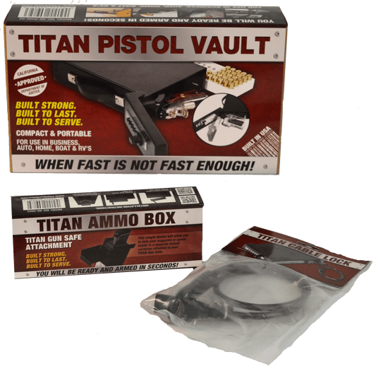 Titan Gun Safe Pistol Vault Bundle "Quick Access Vehicle Handgun Safe"